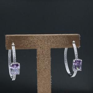 925 Sterling Silver Hoop Earrings with Cubic Zirconia or in Brass with Gold Plated