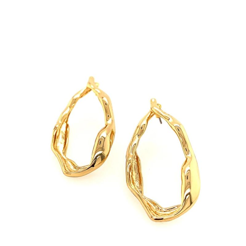 Water Resistant Jewelry Irregular Oval Big Gold Hoop Bohemian Vintage Earrings