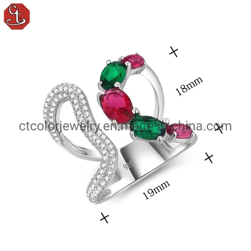 Hot Sale 925 ring different color crystal jewelry Fashion Jewellery Wholesale women