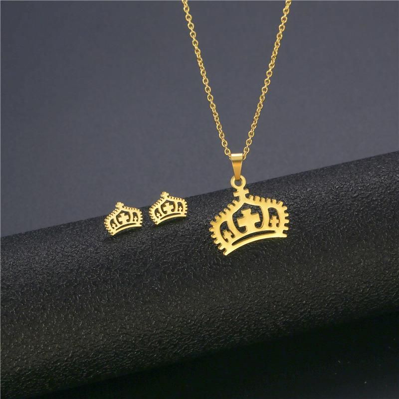 Factory Customized Fashion Jewelry Set High Quality and Cheap Gold-Plated Crown Set Jewelry