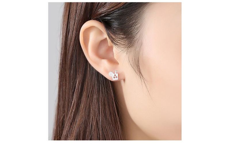 Summer Lemon Tea Design Sterling Silver Ear Stud