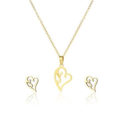 Manufacturer Customized Fashion Jewelry High Quality Fadeless Jewelry Set Gold Plated Stainless Steel Love Jewelry Set
