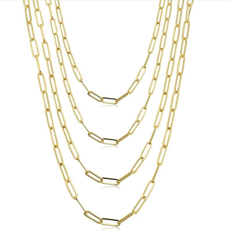 Popular Accessories PVD 18K Gold Plated Dainty Paperclip Link Chain Necklace for Handmade Jewelry