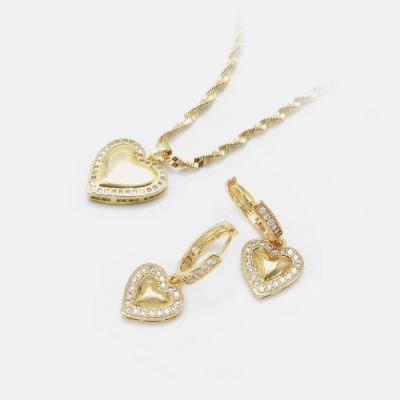 Fashion Jewelry Set Heart Shape with Zircon Necklace and Earring Set