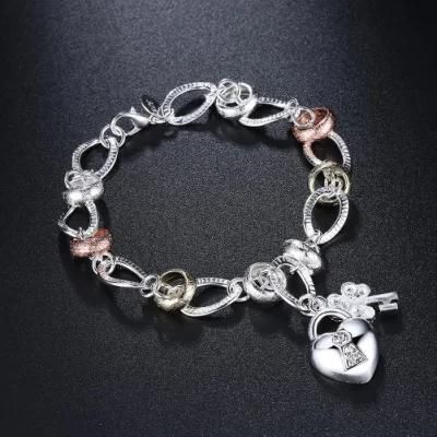 Factory Direct Heart-Shaped Pendant Flower Bracelet