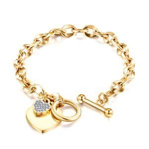 Fashion Design Specially Clasp Stainless Steel Double Heart &#160; Women Bracelet