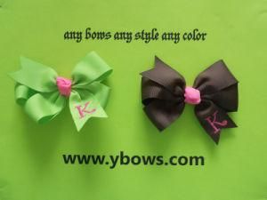 Grey/Green Solid Color Bows With Initials