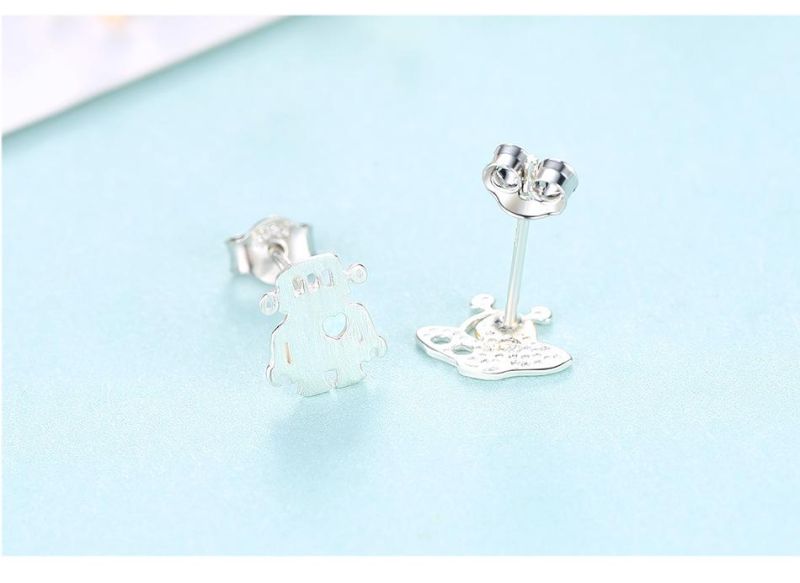 Sliver or Golden Earrings Stud in Aliens and Spaceships Shape