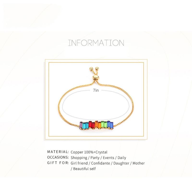 Special Design Brass Material Rainbow Rhinestone Bracelet for Women
