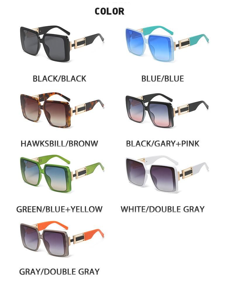 2022 Hot Selling Outside Comfortable UV400 2023 Personality Style Ladies Oversized Square Frame Fashion Sunglasses