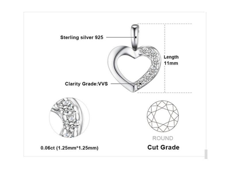 925 Sterling Silver Love Hearts Pave Cubic Zirconia Pendant Necklace Fashion Jewelry Wholesale