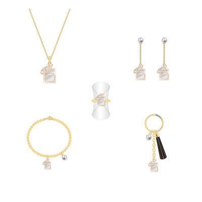 Top Quality Elegant Perfume Bottle Shape Rose Gold Jewelry Set