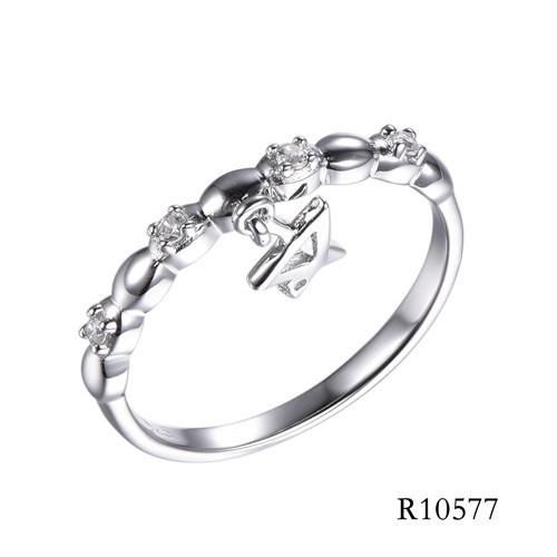 Fashion 925 Sterling Silver with CZ Star Charm Ring