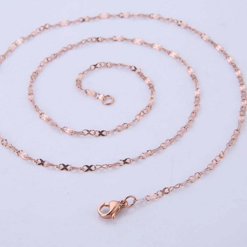 Stainless Steel Chain Plated Gold Embossed 8 Link Chain Necklace for Choker Necklace Jewelry