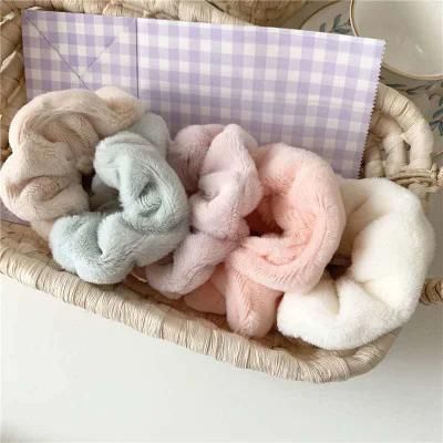 Hight Quality Light Color Fluffy Soft Hair Scrunchies for Women