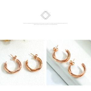 C-Shaped Gold-Plated Stainless Steel Earrings Stud