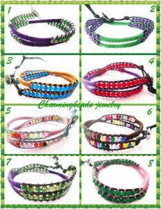 Jewelry Wrap Bracelet Mix Stone, Adjustable Two Row Bracelet, Leather Bracelet Fashion Jewelry (2633)