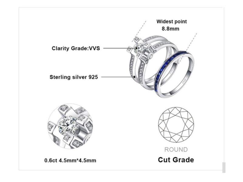 925 Sterling Silver Wedding Jewelry Women Engagement Ring Set Fashion Jewelry Wholesale