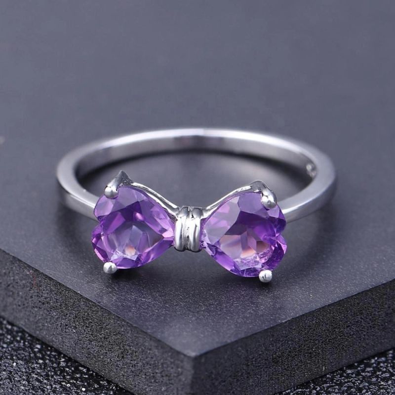 Milo Amethyst Ring Natural Gemstone Heart Ring 925 Sterling Silver Ring Classical for Women Valentine Gifts Jewelry