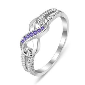 New Popular Amethyst CZ Stone Infinity Silver Ring