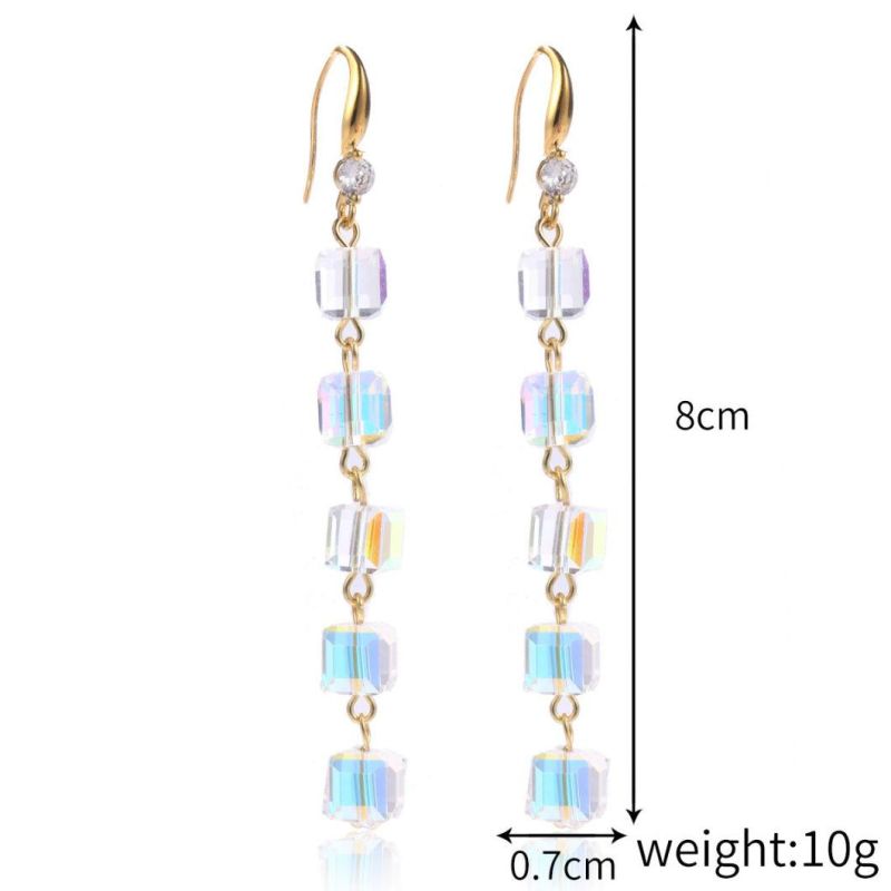 Fashion Girls Zircon Long Austrian Crystal Jewellery Tassel Earrings