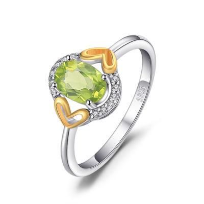 Gold Plated Imitation Jewelry Fashion Ring in Peridot Color with Cubic Zirconia