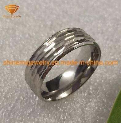 Fashion Jewelry Embossing Stainless Steel Ring Titanium Wedding Ring Tr2012