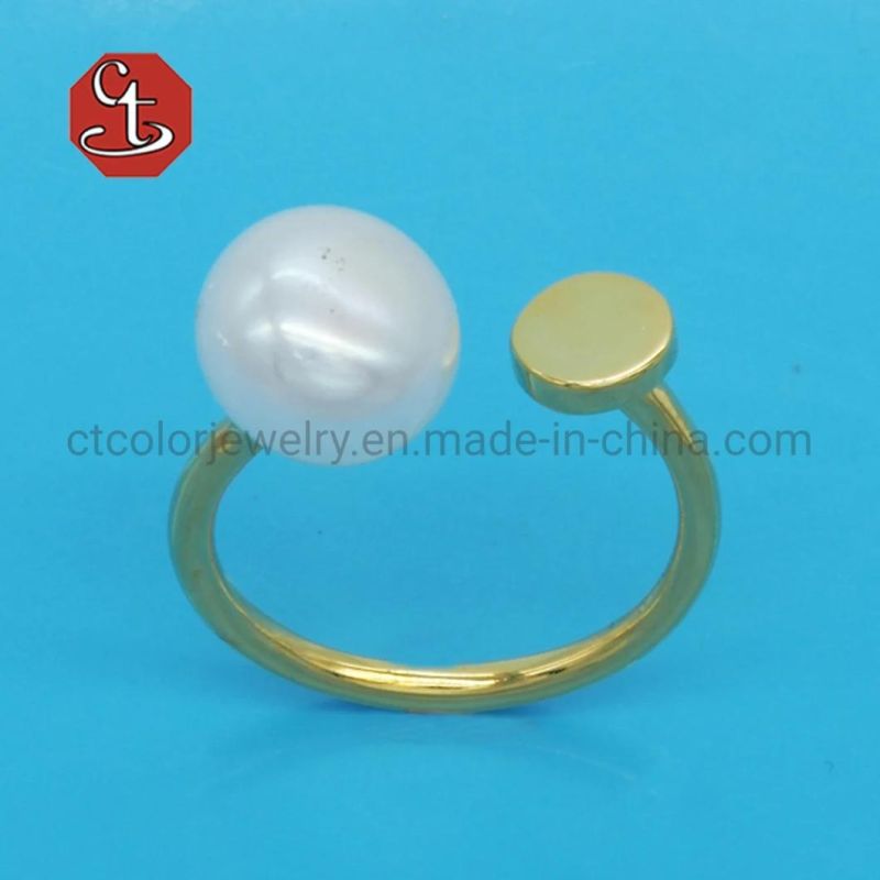 Gentle Natural Ring Open Adjustable Finger Rings for Women Pearl Set for Wedding Jewelry