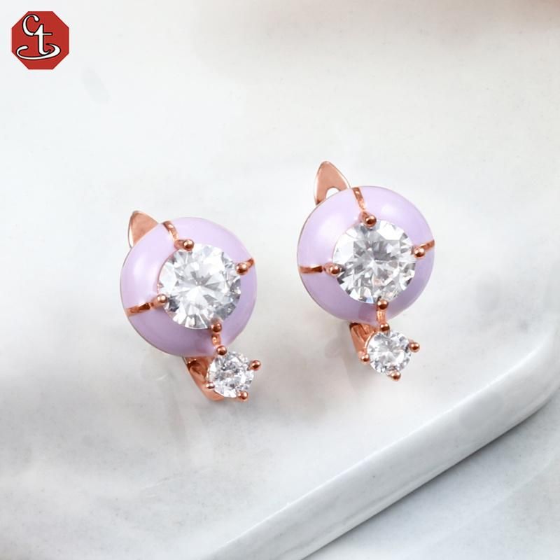 New Design 925 Sterling Silver or Brass Enamel Blue Stone Fashion Jewelry Earrings