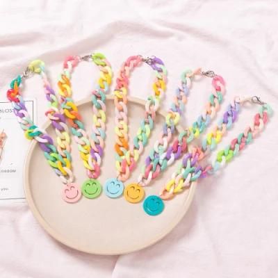 Wholesale Fashion Women Jewelry Smiling Face Colorful Plastic Necklace