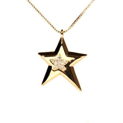 Fashion Jewelry Cute Gift Gold Plating Star Type Necklace for Girls