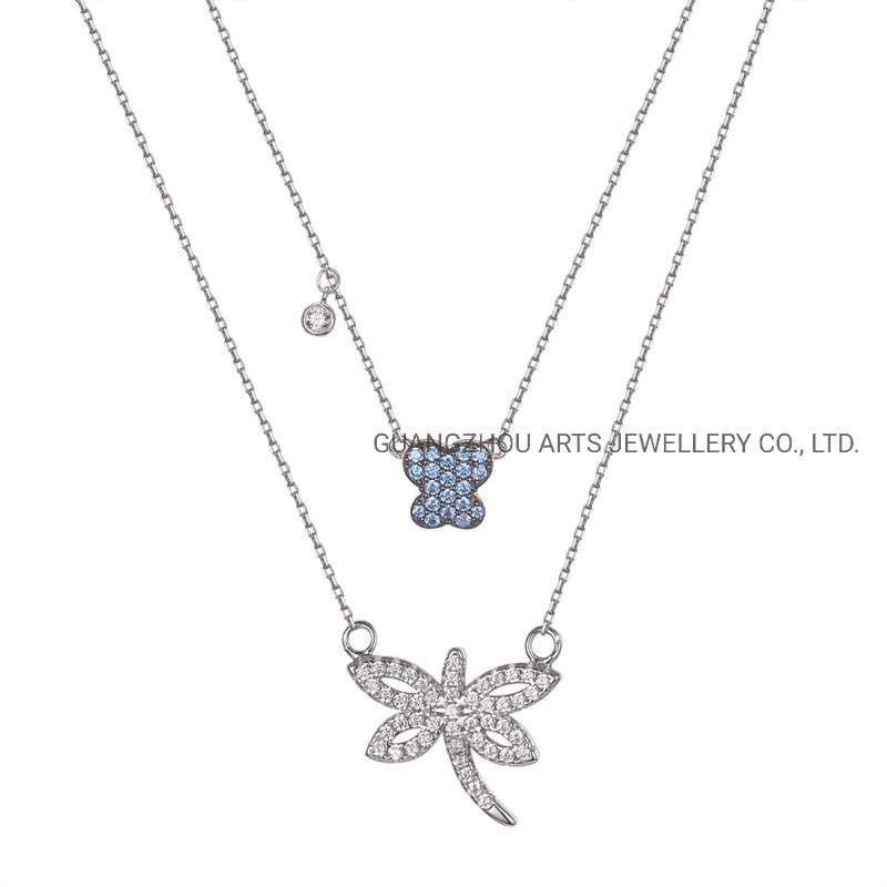 CZ & Spinels The Double Layer Chains Silver Necklace
