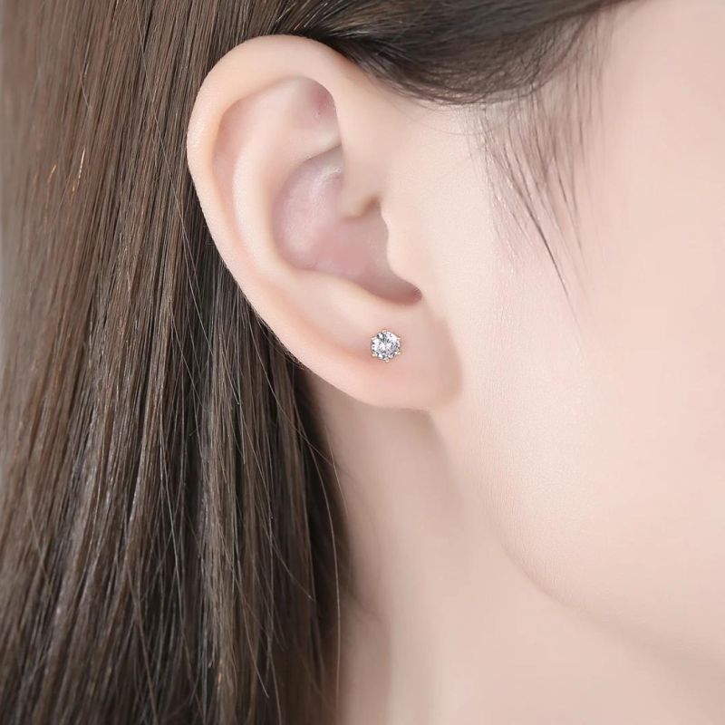 Fashion Jewelry 925 Silver K Gold Rhinestone Ear Stud