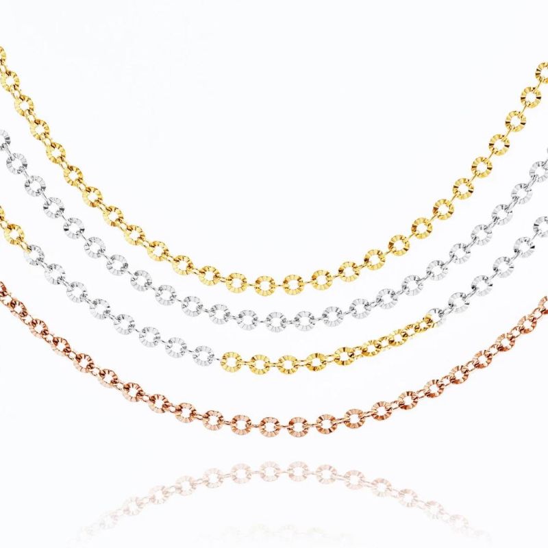 Fashion Gift Jewellery Set Stainless Steel Necklace Cable Chain with Flower Embossed for Jewelry Craft Design DIY