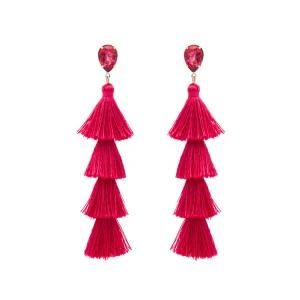 Layered Tassel Earrings Bohemian Dangle Drop Tiered Tassel Stud Earrings