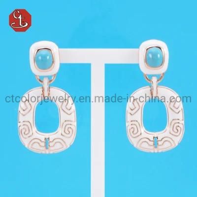 Hot Sale Spring and Summer Fashion Enamel Jewelry Mix Color Enamel Silver Earring Trendy Jewelry