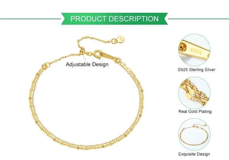 Factory Price Trendy Sterling Silver Gold Plating Bracelets Dainty Minimalist Link Thin Chain Bracelet for Women Girls