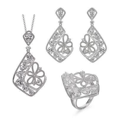 925 Silver or Brass Button Rope Earring Necklace Ring Fashion Jewelry Set for Girls