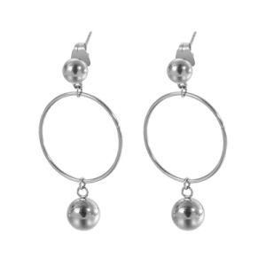 Large Ring Small Steel Ball Gold-Plated Stainless Steel Earrings Stud