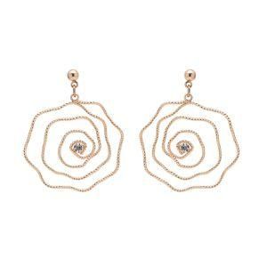 Women Fashion Jewelry Crystal Rose Flower Gold Stud Earrings