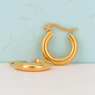 2021 New Custom Fashion 18K Gold Plated Stainless Steel Circle Earrings C Shape Hoop Earring Jewelry for Women