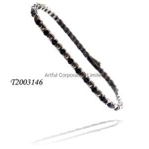 Fashion Jewelry/Tennis Bracelet/Silver Bracelet Jewelry with Black CZ