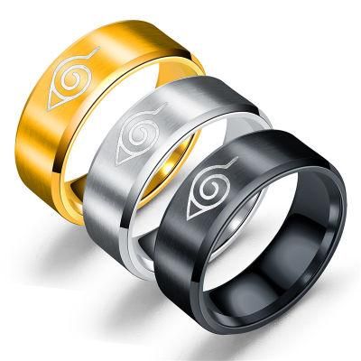 Japanese Korean Style Animation Surrounding Naruto Stainless Steel Jewelry Titanium Steel Men Ring