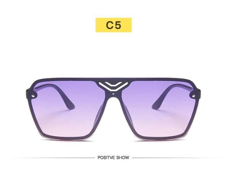 One-Piece Large Frame Sunglasses Female Gradient Color Ocean Film Aviator Sunglasses