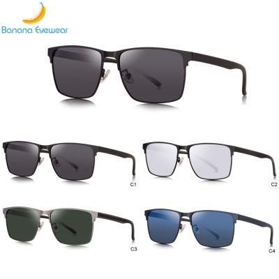 Classic Square Shape Man Style Ready Goods Classic Rectangle Metal Sunglasses for Men