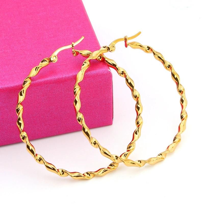 Manufacturer Custom Fashion Jewelry High Quality Waterproof Gold Plated Jewelry 2021 Stainless Steel Twisted Hoop Earrings jewellery