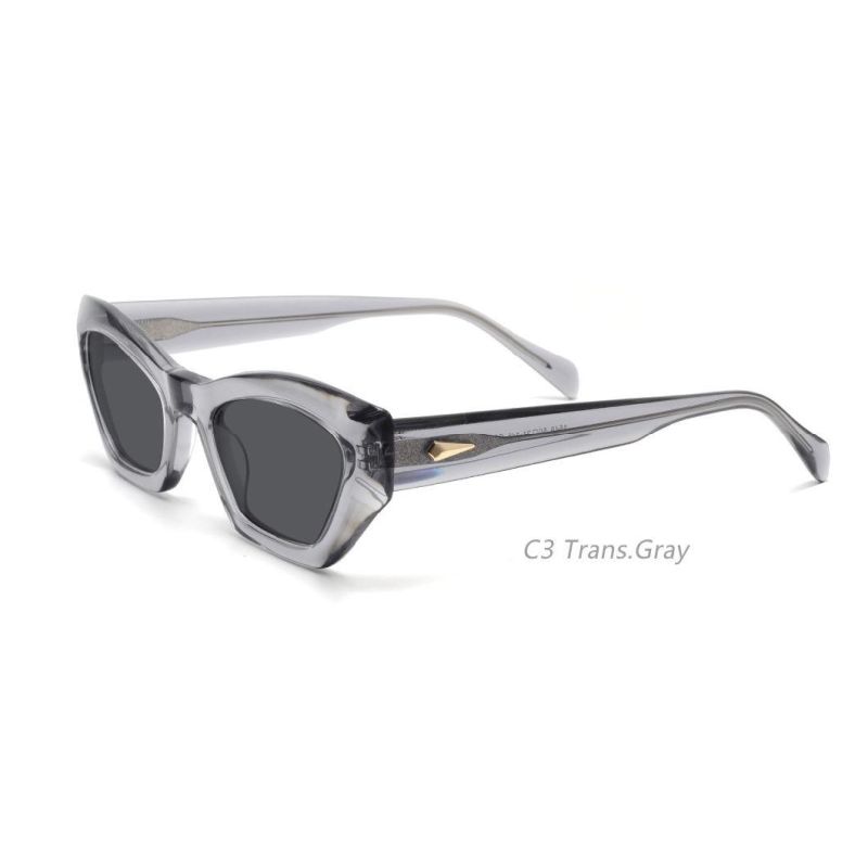 New Arriving Fashion Handmade Clear Square CE Certification Polarized UV400 Acetate Sunglasses for Men Women