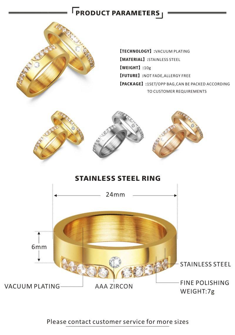 Stainless Steel Rings Mirco Inlaid Rings