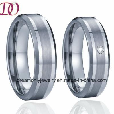 Silver Inlay Stainless Steel Jewelry Ring Titanium Ring