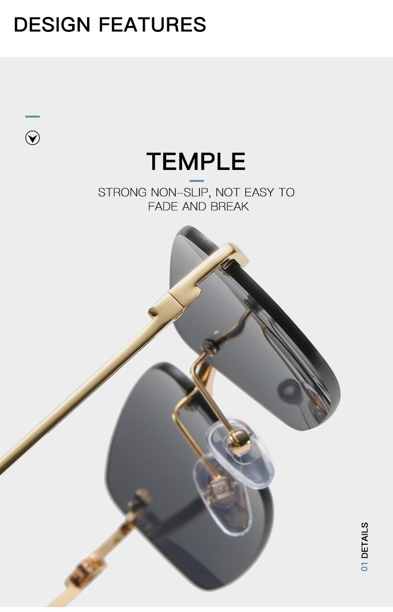 Rimless Sunglasses European and American Trend Female Gradient Color Square Ins Net Red Sunglasses Cross-Border Street Photography Glasses